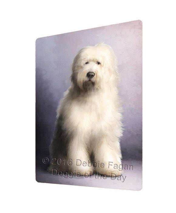 Old English Sheepdog Dog Art Portrait Print Woven Throw Sherpa Plush Fleece Blanket