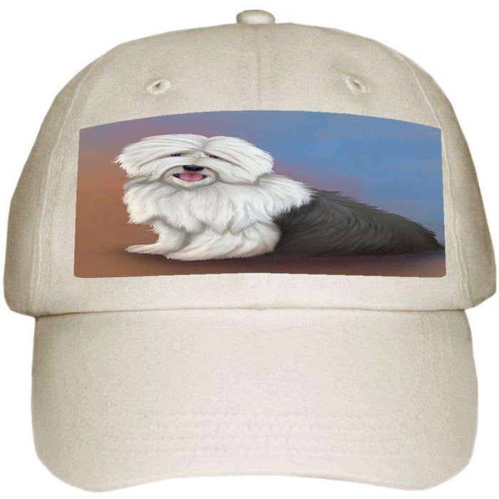 Old English Sheepdog Dog Ball Hat Cap Off White