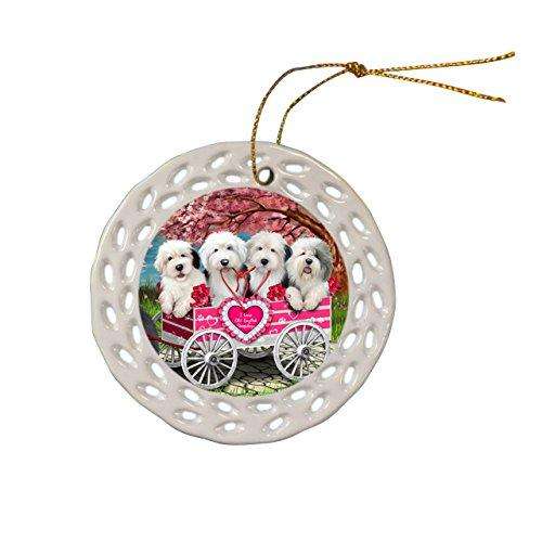 Old English Sheepdog Dog Christmas Doily Ceramic Ornament