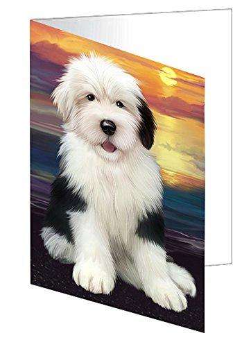 Old English Sheepdog Dog Handmade Artwork Assorted Pets Greeting Cards and Note Cards with Envelopes for All Occasions and Holiday Seasons D497