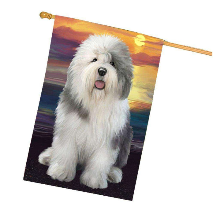 Old English Sheepdog Dog House Flag HF422