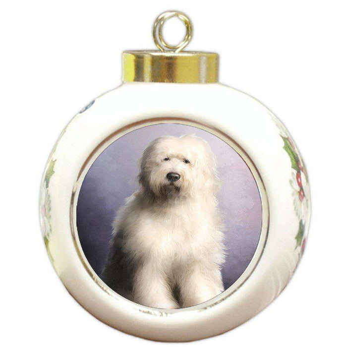 Old English Sheepdog Dog Round Ball Christmas Ornament