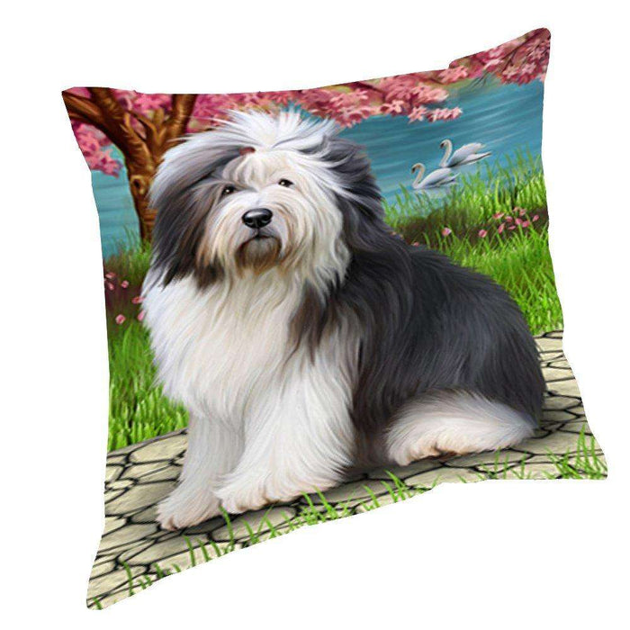 Old English Sheepdog Dog Throw Pillow D544