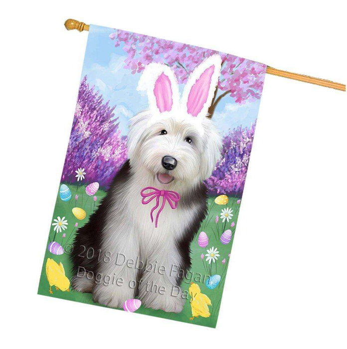 Old English Sheepdog Easter Holiday House Flag FLG49292