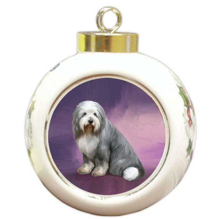Old English Sheepdog Round Ball Christmas Ornament RBPOR48004