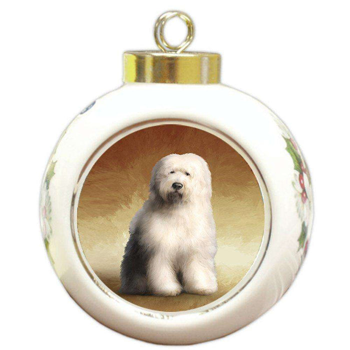 Old English Sheepdog Round Ball Christmas Ornament RBPOR48006