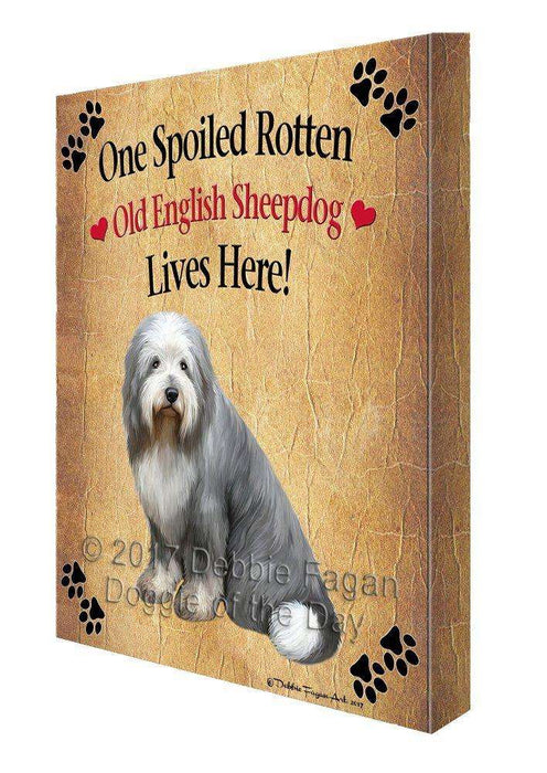 Old English Sheepdog Spoiled Rotten Dog Canvas Wall Art D498