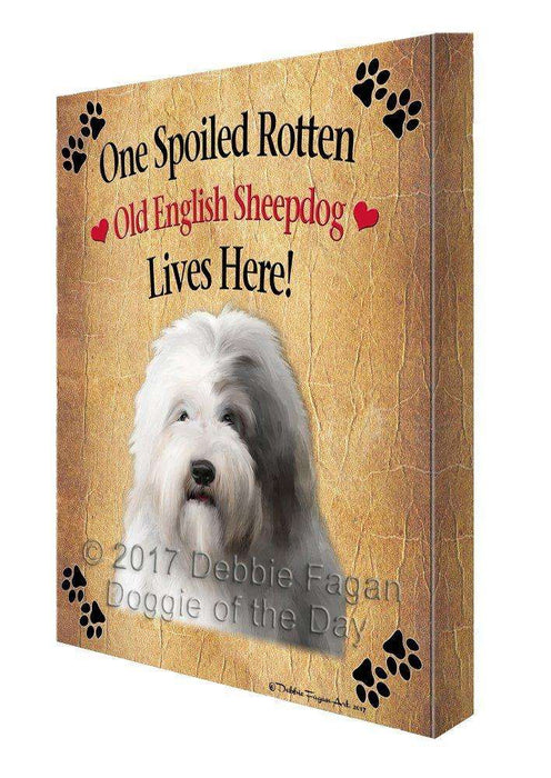 Old English Sheepdog Spoiled Rotten Dog Canvas Wall Art D499