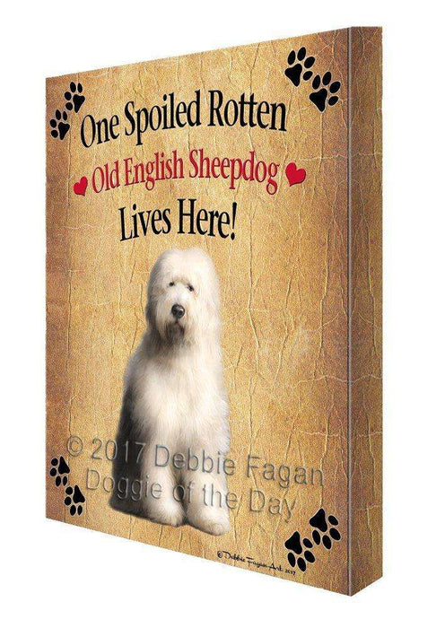 Old English Sheepdog Spoiled Rotten Dog Canvas Wall Art D500