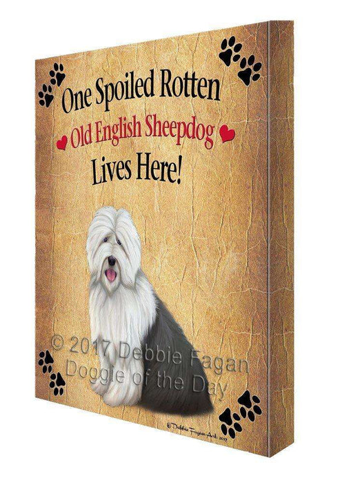 Old English Sheepdog Spoiled Rotten Dog Canvas Wall Art D501