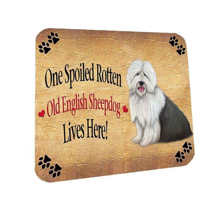 Old English Sheepdog Spoiled Rotten Dog Coasters Set of 4