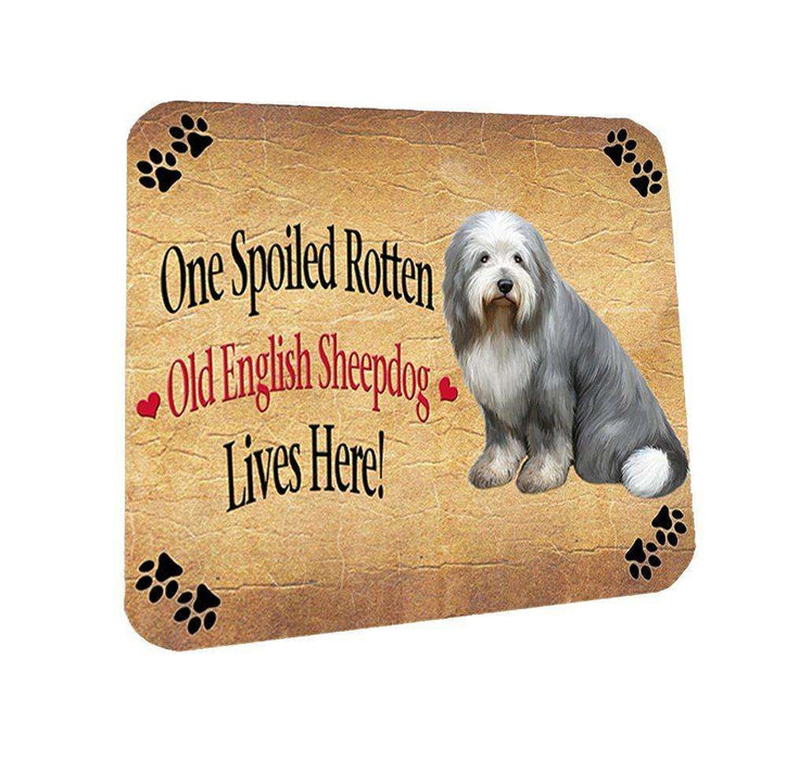 Old English Sheepdog Spoiled Rotten Dog Coasters Set of 4