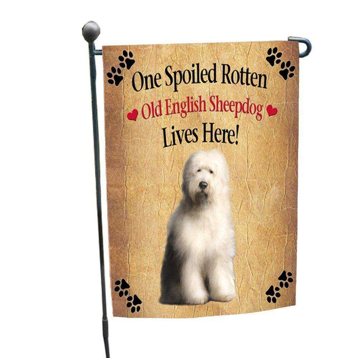 Old English Sheepdog Spoiled Rotten Dog Garden Flag