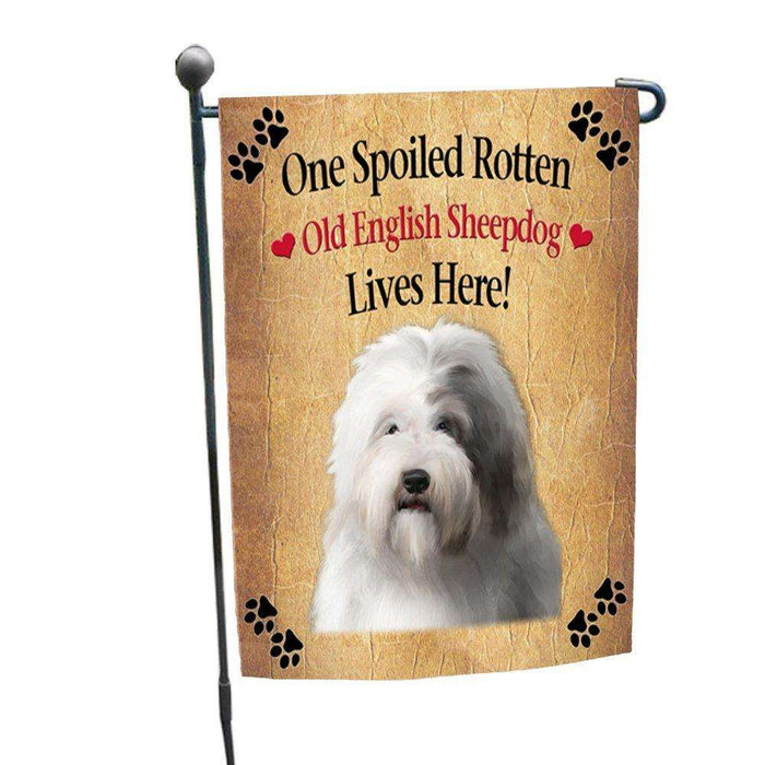 Old English Sheepdog Spoiled Rotten Dog Garden Flag