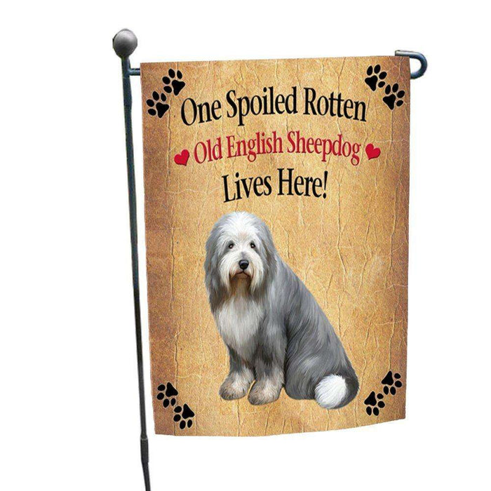 Old English Sheepdog Spoiled Rotten Dog Garden Flag