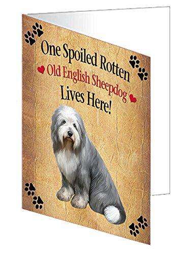 Old English Sheepdog Spoiled Rotten Dog Handmade Artwork Assorted Pets Greeting Cards and Note Cards with Envelopes for All Occasions and Holiday Seasons