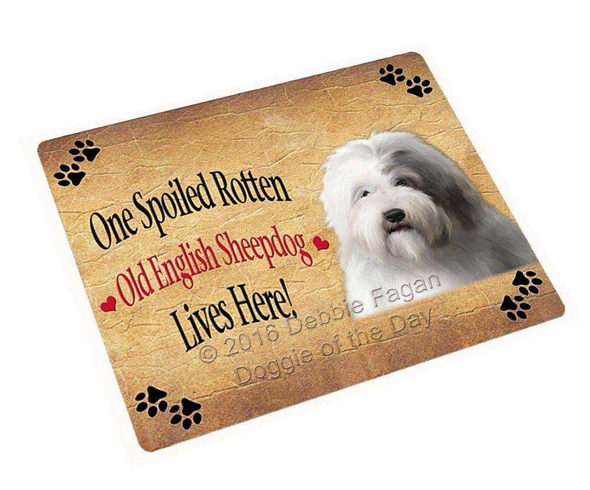 Old English Sheepdog Spoiled Rotten Dog Tempered Cutting Board