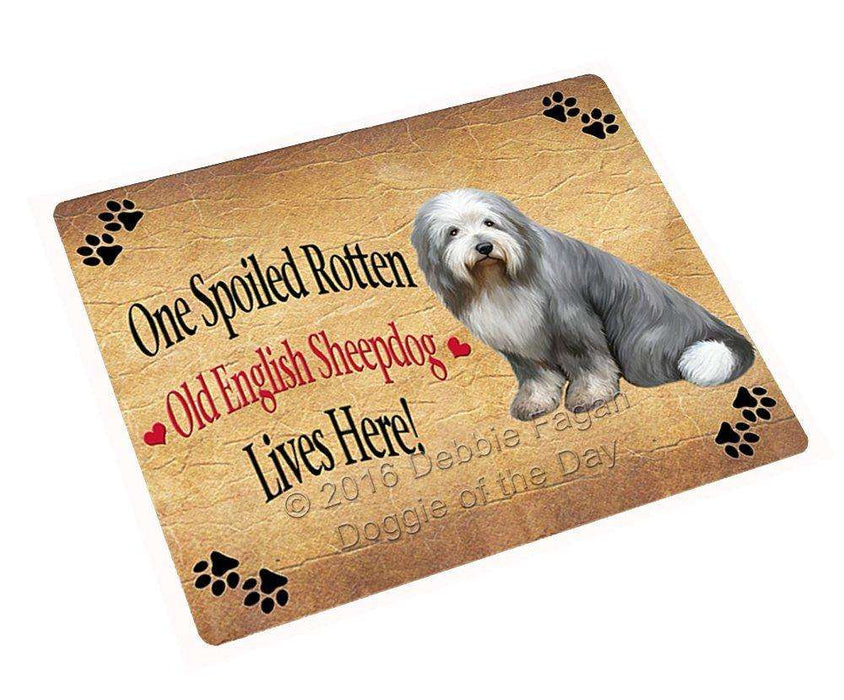 Old English Sheepdog Spoiled Rotten Dog Tempered Cutting Board