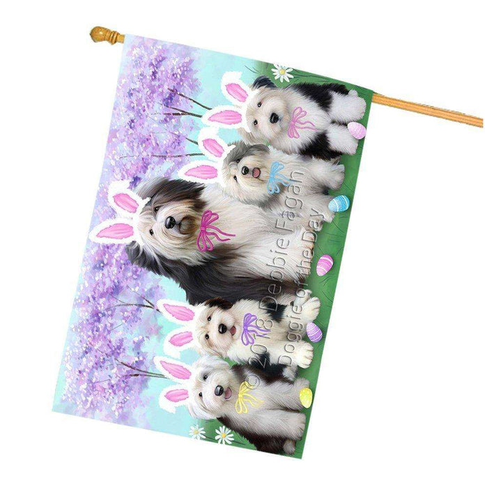 Old English Sheepdogs Easter Holiday House Flag FLG49291