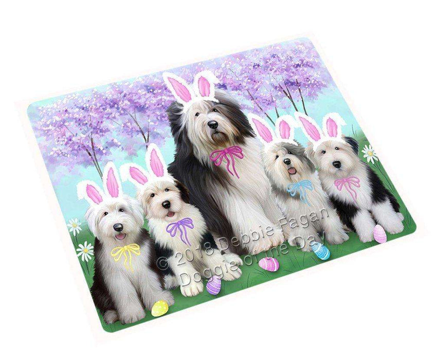 Old English Sheepdogs Easter Holiday Tempered Cutting Board C51846