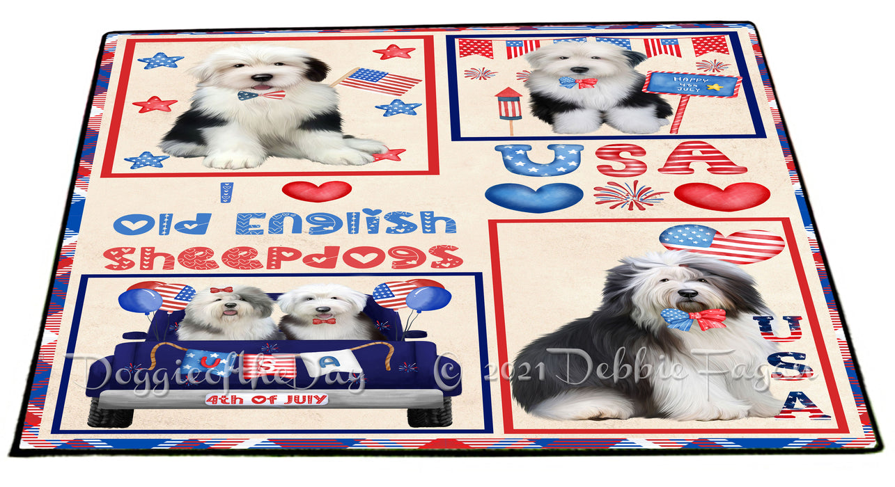 4th of July Independence Day I Love USA Old English Sheepdogs Floormat FLMS56266 Floormat FLMS56266