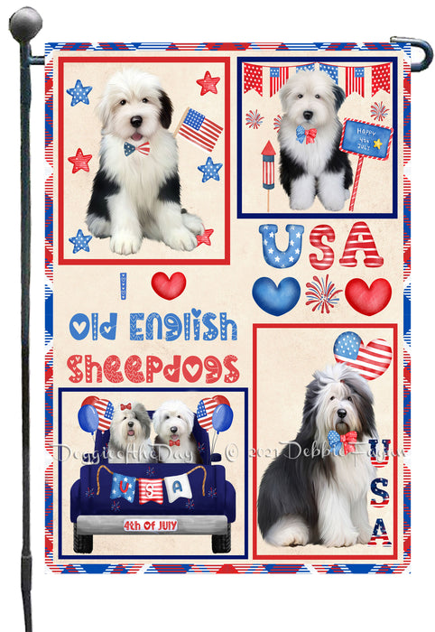 4th of July Independence Day I Love USA Old English Sheepdogs Garden Flag GFLG66920