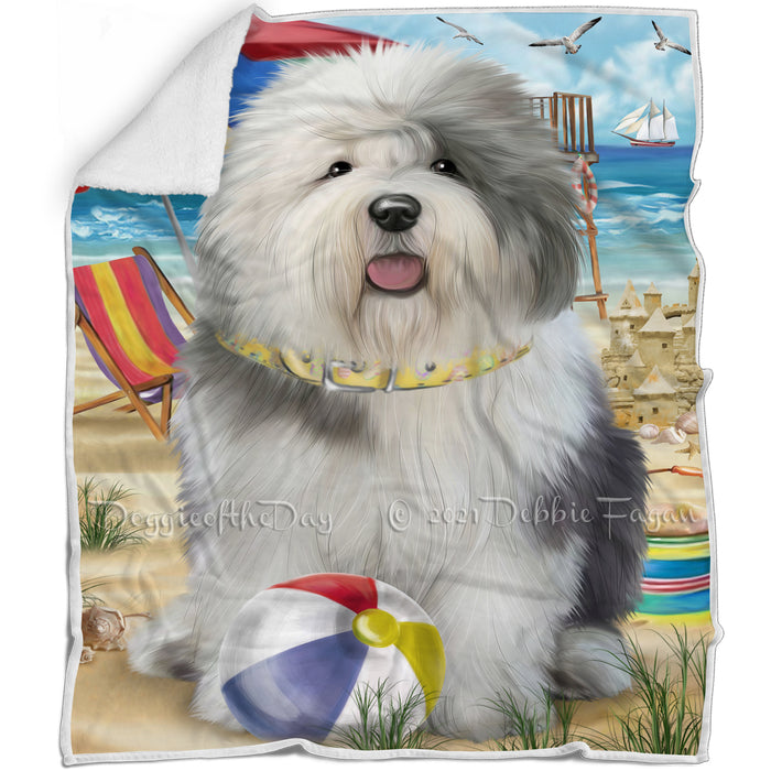 Pet Friendly Beach Old English Sheepdog Blanket BLNKT66153
