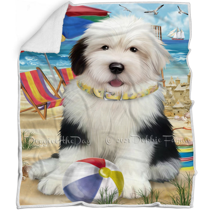 Pet Friendly Beach Old English Sheepdog Blanket BLNKT66171