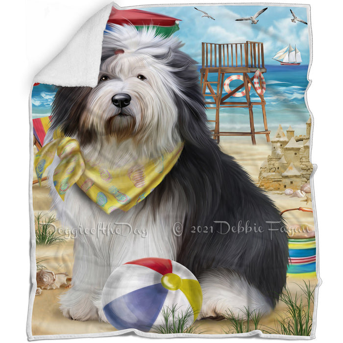 Pet Friendly Beach Old English Sheepdog Blanket BLNKT66180