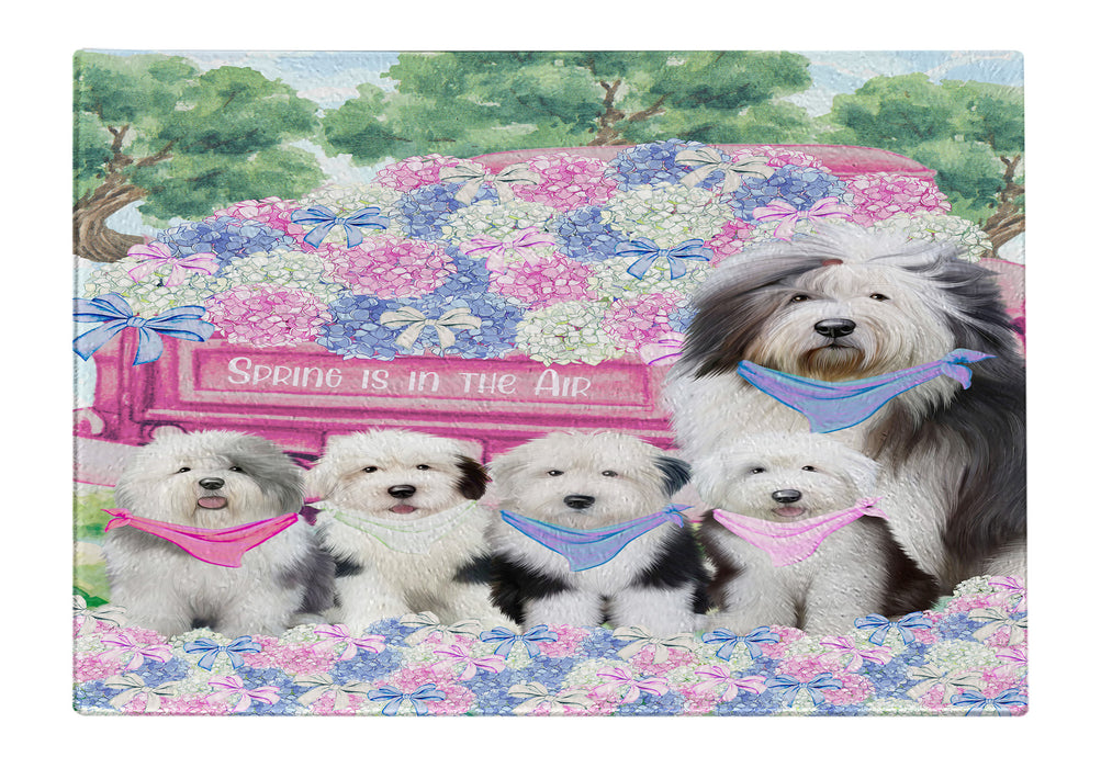 Old English Sheepdog Cutting Board, Explore a Variety of Designs, Custom, Personalized, Kitchen Tempered Glass Chopping Meats, Vegetables, Dog Gift for Pet Lovers