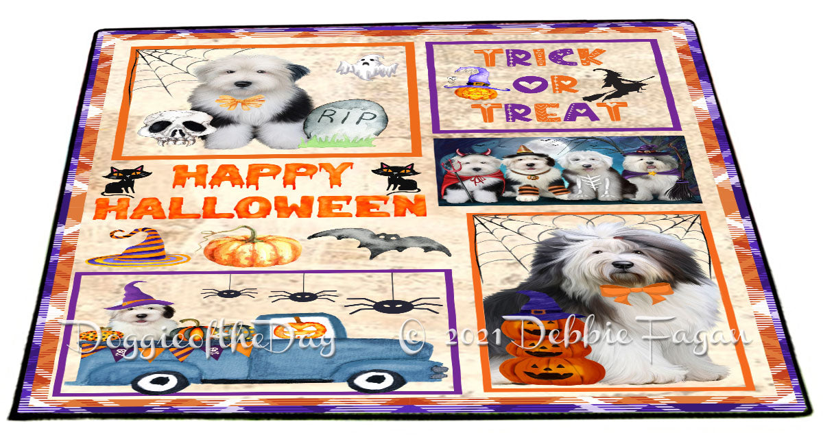 Happy Halloween Trick or Treat Old English Sheepdogs Indoor/Outdoor Welcome Floormat - Premium Quality Washable Anti-Slip Doormat Rug FLMS58153