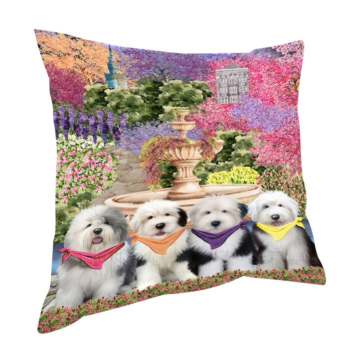 Old English Sheepdog Throw Pillow: Explore a Variety of Designs, Cushion Pillows for Sofa Couch Bed, Personalized, Custom, Dog Lover's Gifts