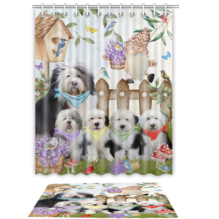 Old English Sheepdog Shower Curtain with Bath Mat Combo: Curtains with hooks and Rug Set Bathroom Decor, Custom, Explore a Variety of Designs, Personalized, Pet Gift for Dog Lovers