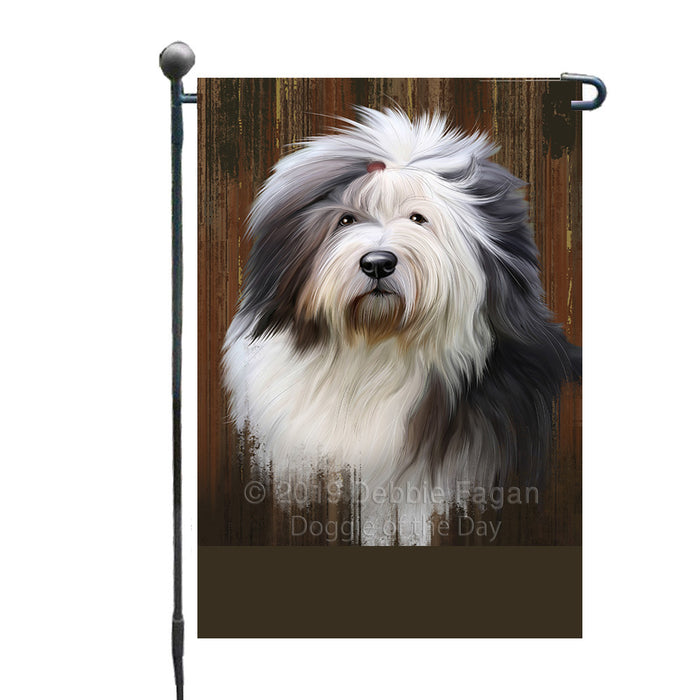 Personalized Rustic Old English Sheepdog Custom Garden Flag GFLG63571