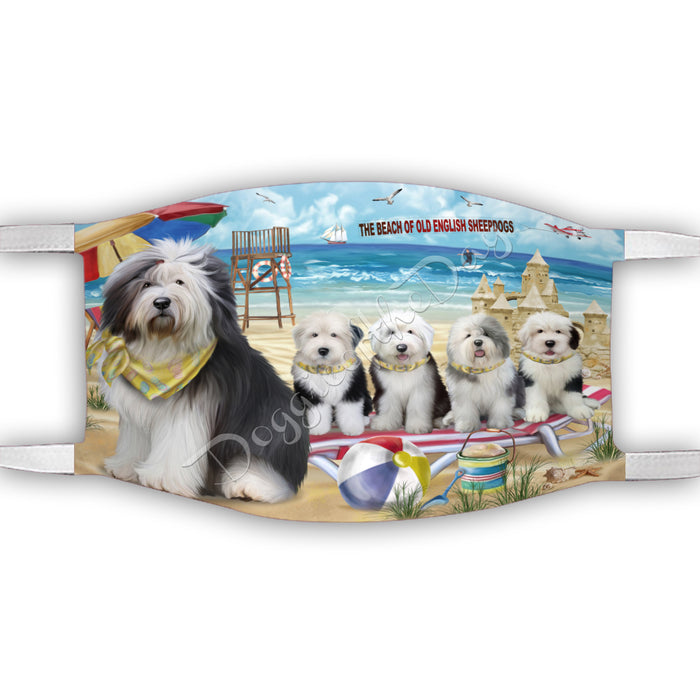 Pet Friendly Beach Old English Sheepdogs Face Mask FM49120