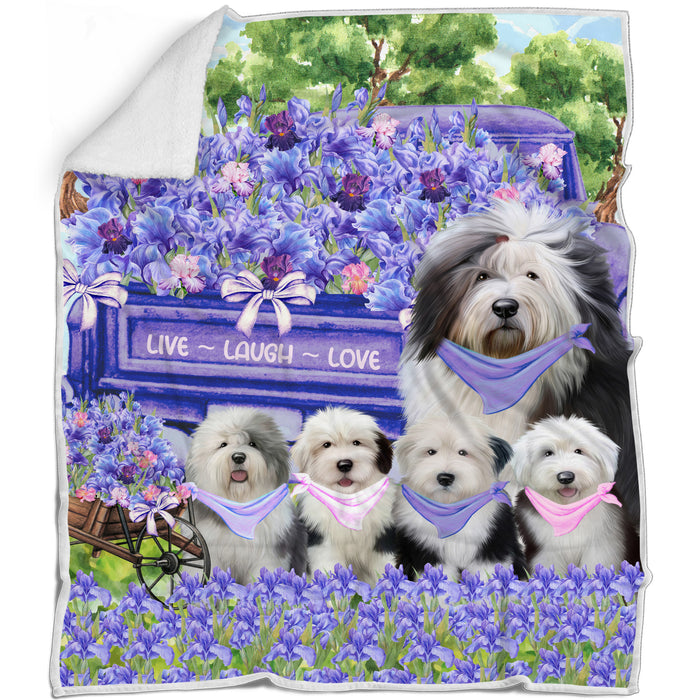 Old English Sheepdog Blanket: Explore a Variety of Designs, Personalized, Custom Bed Blankets, Cozy Sherpa, Fleece and Woven, Dog Gift for Pet Lovers