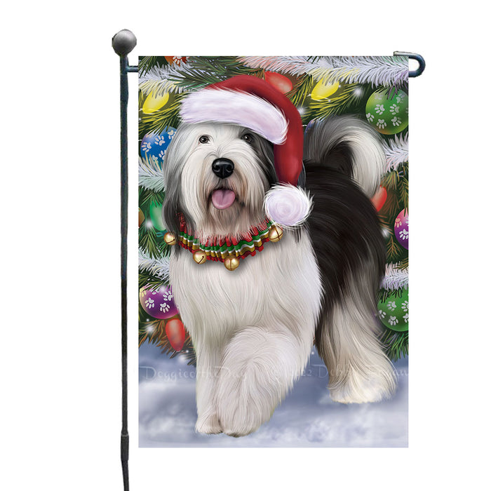 Christmas Trotting in the Snow Old English Sheepdog Dog Garden Flags Outdoor Decor for Homes and Gardens Double Sided Garden Yard Spring Decorative Vertical Home Flags Garden Porch Lawn Flag for Decorations GFLG68702