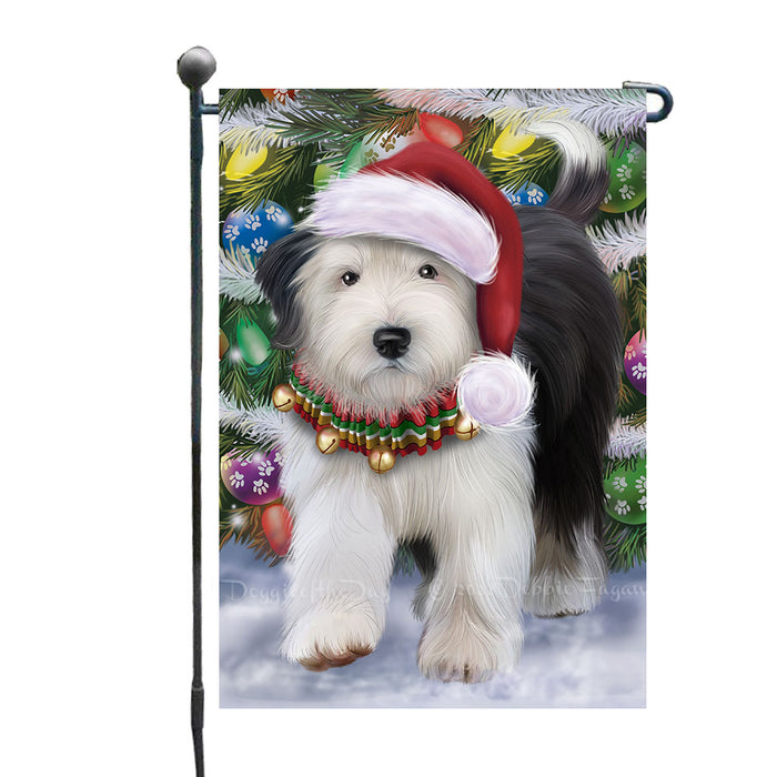 Christmas Trotting in the Snow Old English Sheepdog Dog Garden Flags Outdoor Decor for Homes and Gardens Double Sided Garden Yard Spring Decorative Vertical Home Flags Garden Porch Lawn Flag for Decorations GFLG68703