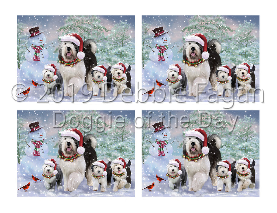 Christmas Running Fammily Old English Sheepdogs Placemat