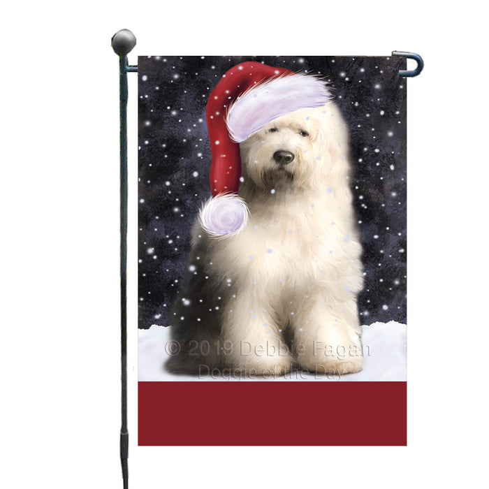 Personalized Let It Snow Happy Holidays Old English Sheepdog Custom Garden Flags GFLG-DOTD-A62374