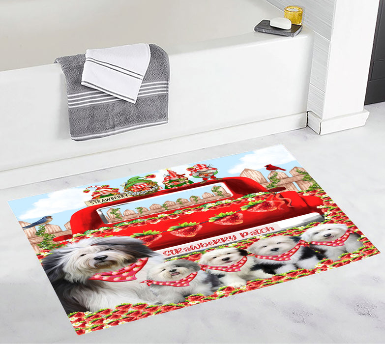 Old English Sheepdog Bath Mat: Non-Slip Bathroom Rug Mats, Custom, Explore a Variety of Designs, Personalized, Gift for Pet and Dog Lovers