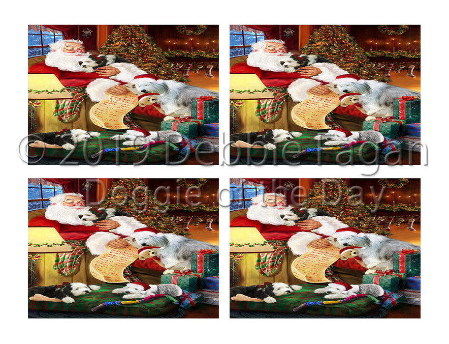 Santa Sleeping with Old English Sheepdogs Placemat