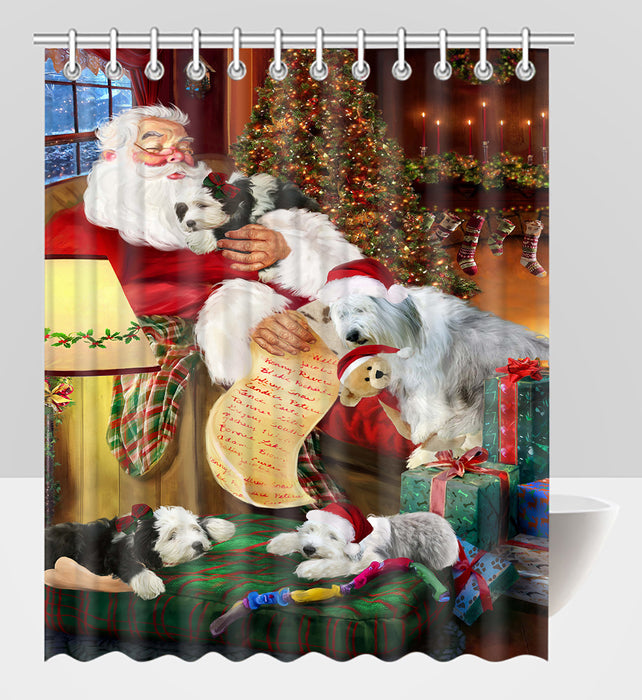 Santa Sleeping with Old English Sheepdogs Shower Curtain