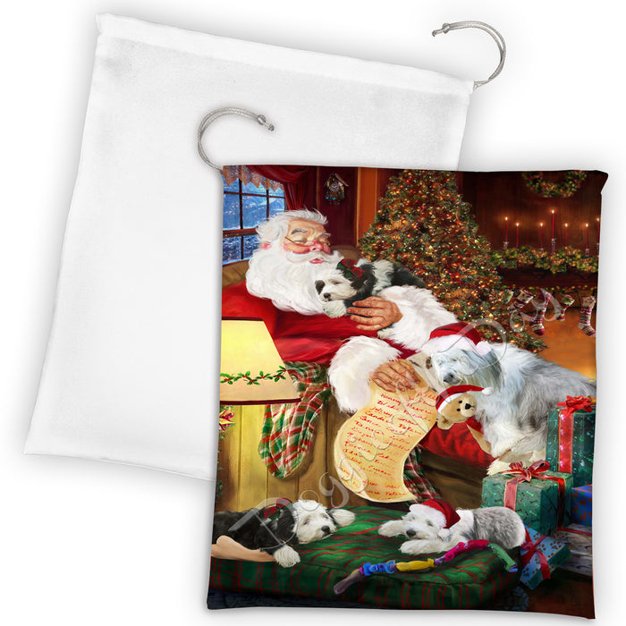 Santa Sleeping with Orange Tabby Cats Drawstring Laundry or Gift Bag LGB48831