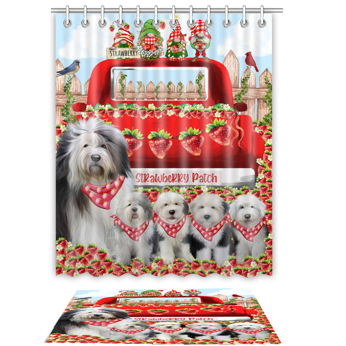 Old English Sheepdog Shower Curtain with Bath Mat Set, Custom, Curtains and Rug Combo for Bathroom Decor, Personalized, Explore a Variety of Designs, Dog Lover's Gifts