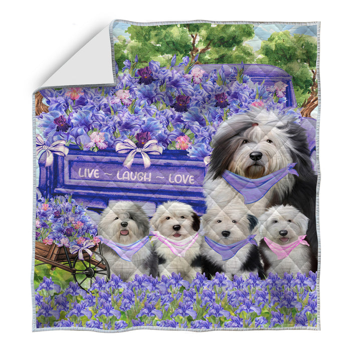Old English Sheepdog Quilt: Explore a Variety of Bedding Designs, Custom, Personalized, Bedspread Coverlet Quilted, Gift for Dog and Pet Lovers