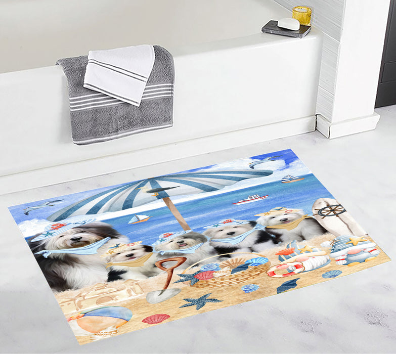 Old English Sheepdog Personalized Bath Mat, Explore a Variety of Custom Designs, Anti-Slip Bathroom Rug Mats, Pet and Dog Lovers Gift