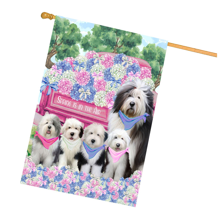 Old English Sheepdog Dogs House Flag: Explore a Variety of Personalized Designs, Double-Sided, Weather Resistant, Custom, Home Outside Yard Decor for Dog and Pet Lovers
