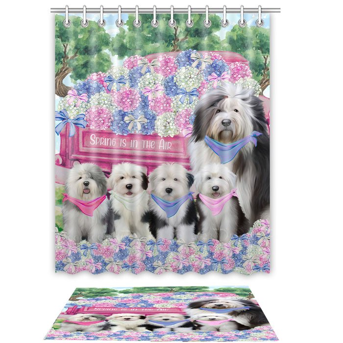 Old English Sheepdog Shower Curtain & Bath Mat Set - Explore a Variety of Custom Designs - Personalized Curtains with hooks and Rug for Bathroom Decor - Dog Gift for Pet Lovers