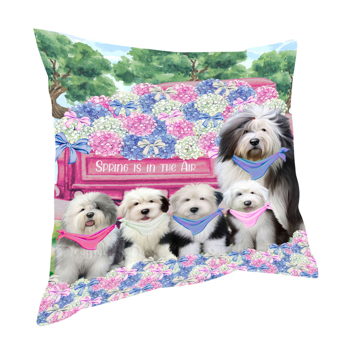 Old English Sheepdog Pillow, Cushion Throw Pillows for Sofa Couch Bed, Explore a Variety of Designs, Custom, Personalized, Dog and Pet Lovers Gift
